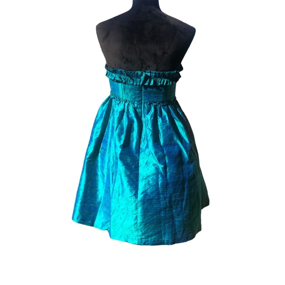 Lula Kate Dupioni Silk Jade Green Strapless Dress size 4 - Picture 4 of 9